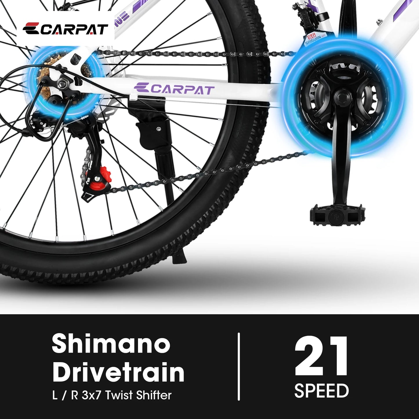 24 Inch Mountain Bike for Girls and Women with Shimano 21 Speeds and Disc Brakes