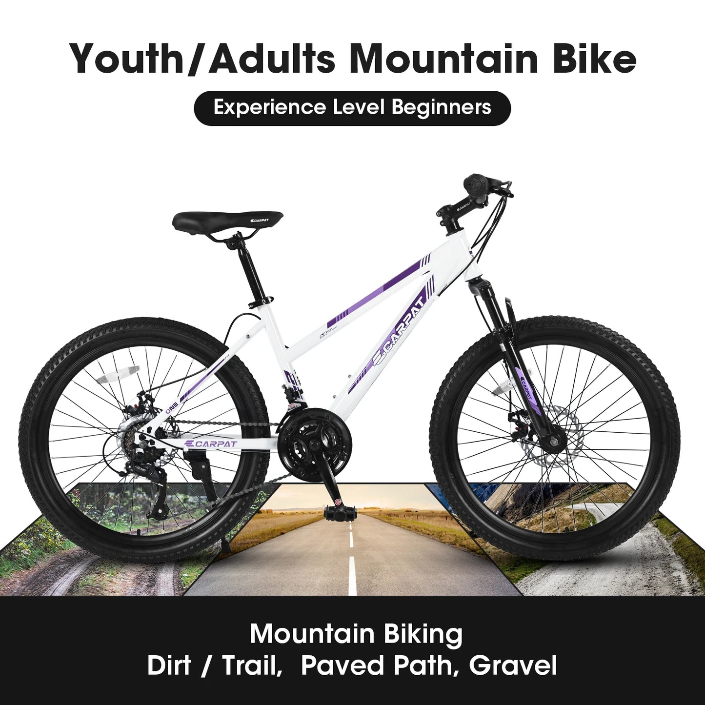 24 Inch Mountain Bike for Girls and Women with Shimano 21 Speeds and Disc Brakes