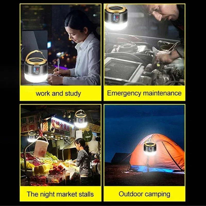 Solar Camping Light with Remote Control IPX5 Waterproof LED Lantern Power Bank