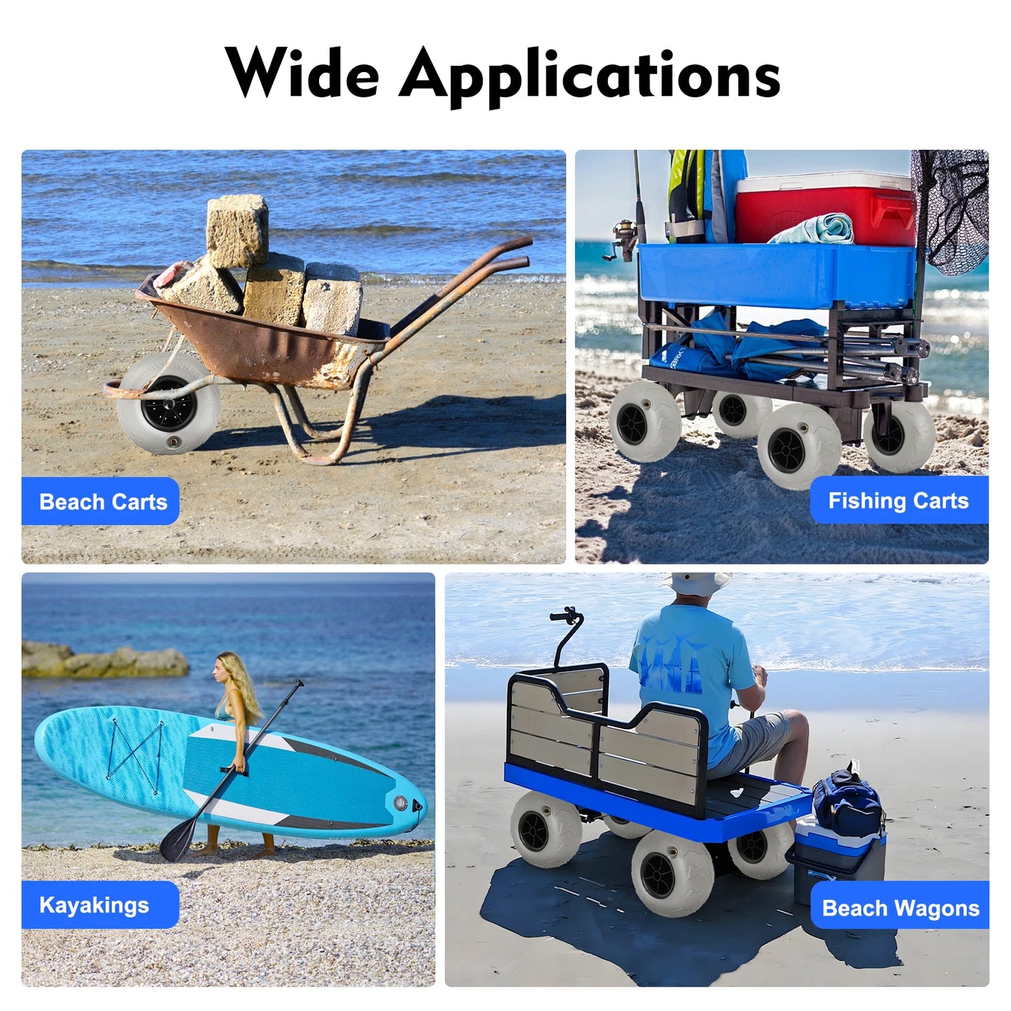 9 Inch Inflatable Beach Cart Wheels Replacement Tire for Sand and Uneven Terrain