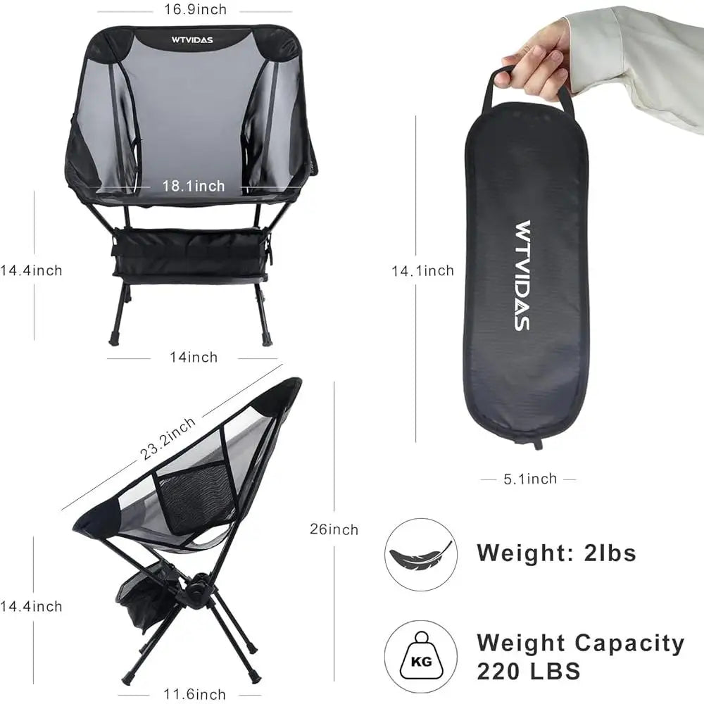 Camping Beach Chairs 2 Pack Compact Ultralight Backpacking Mesh Seating