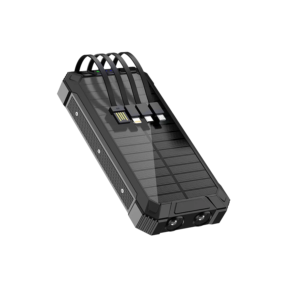 Solar Power Bank Ultra Large Capacity 4 in 1 Fast Charging with Built in Cables