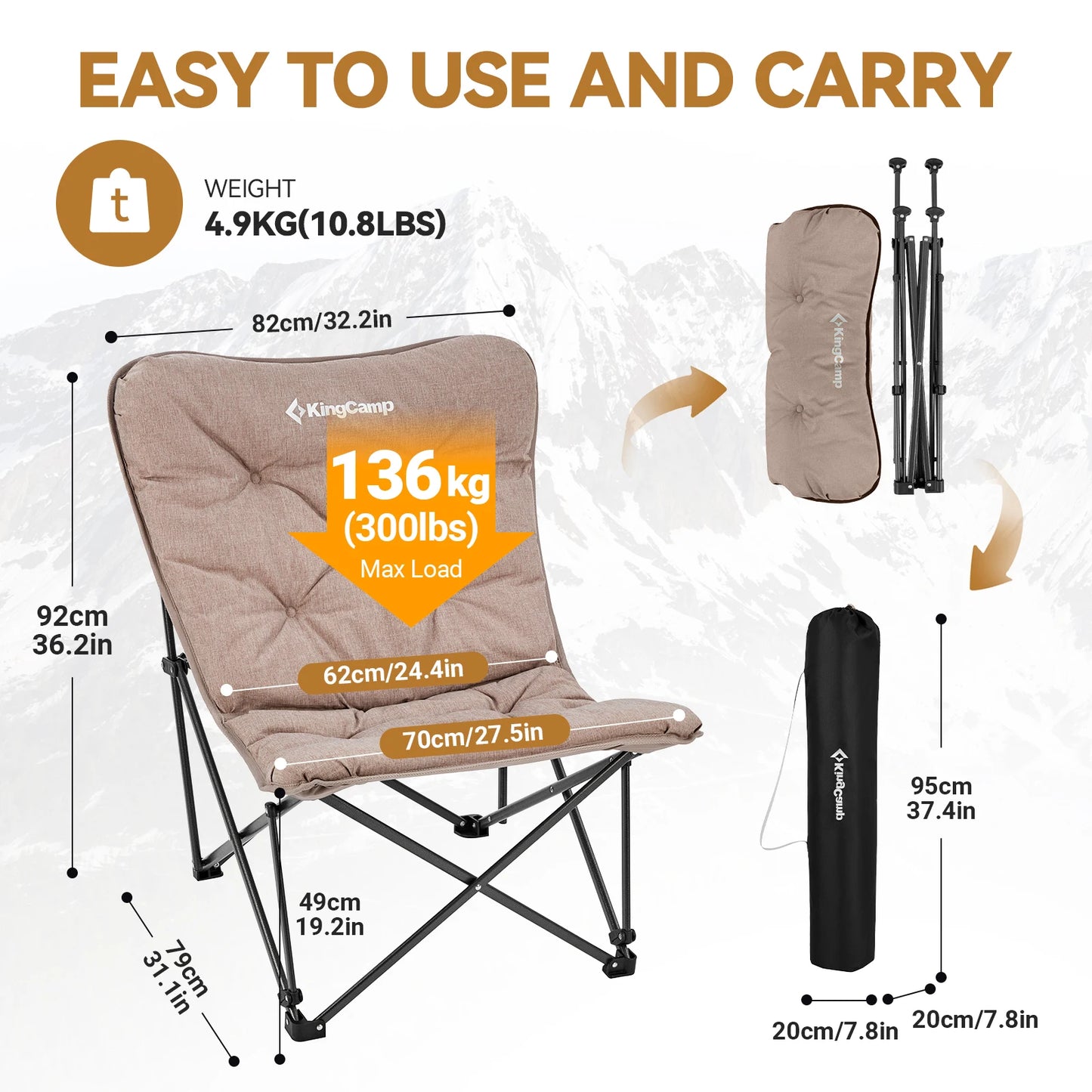 KingCamp Comfortable Butterfly Chair Portable Foldable with Upholstered Seat