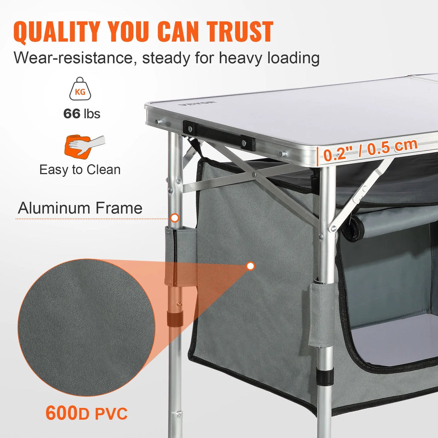 VEVOR Folding Camping Kitchen Table Quick Setup MDF for Outdoor BBQ and Picnics