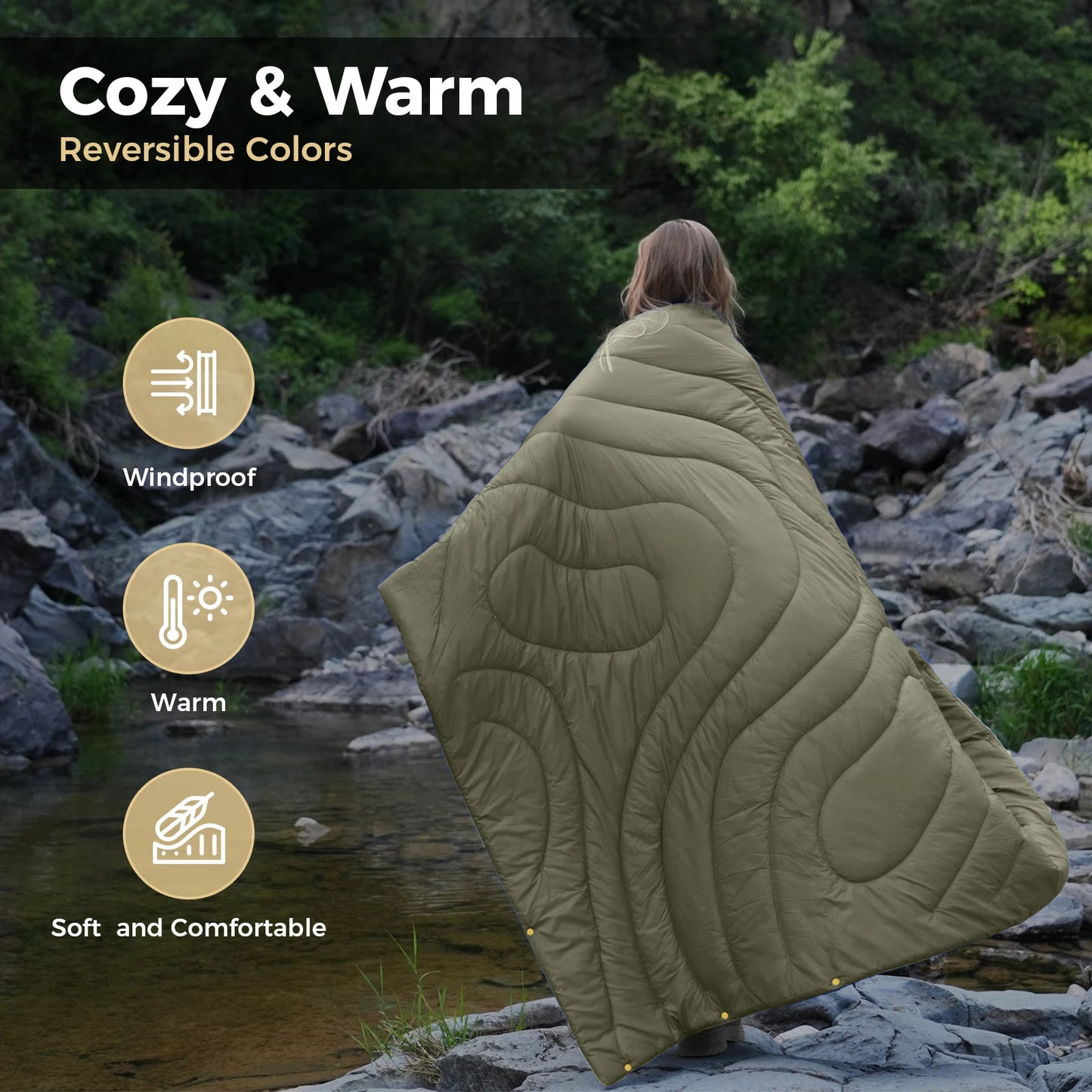 KingCamp Outdoor Lightweight Puffy Blanket for Cold Weather Camping and Backpacking