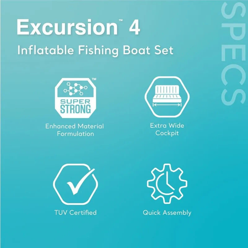 Intex Excursion Inflatable Boat with Oars and Pump Durable SuperTough PVC