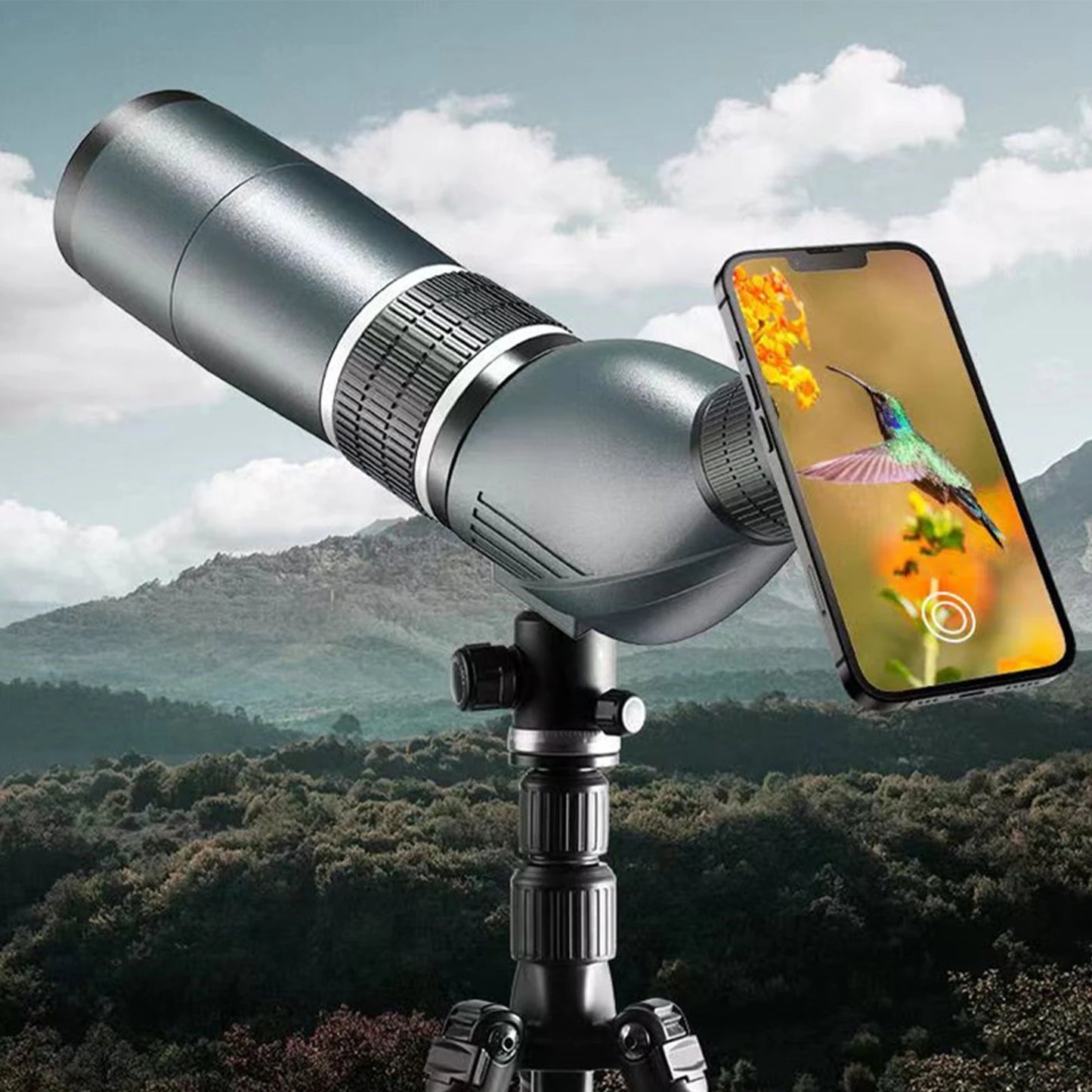 20-60X60 Zoom Angled Birdwatching Scope with HD Night Vision and Green Film