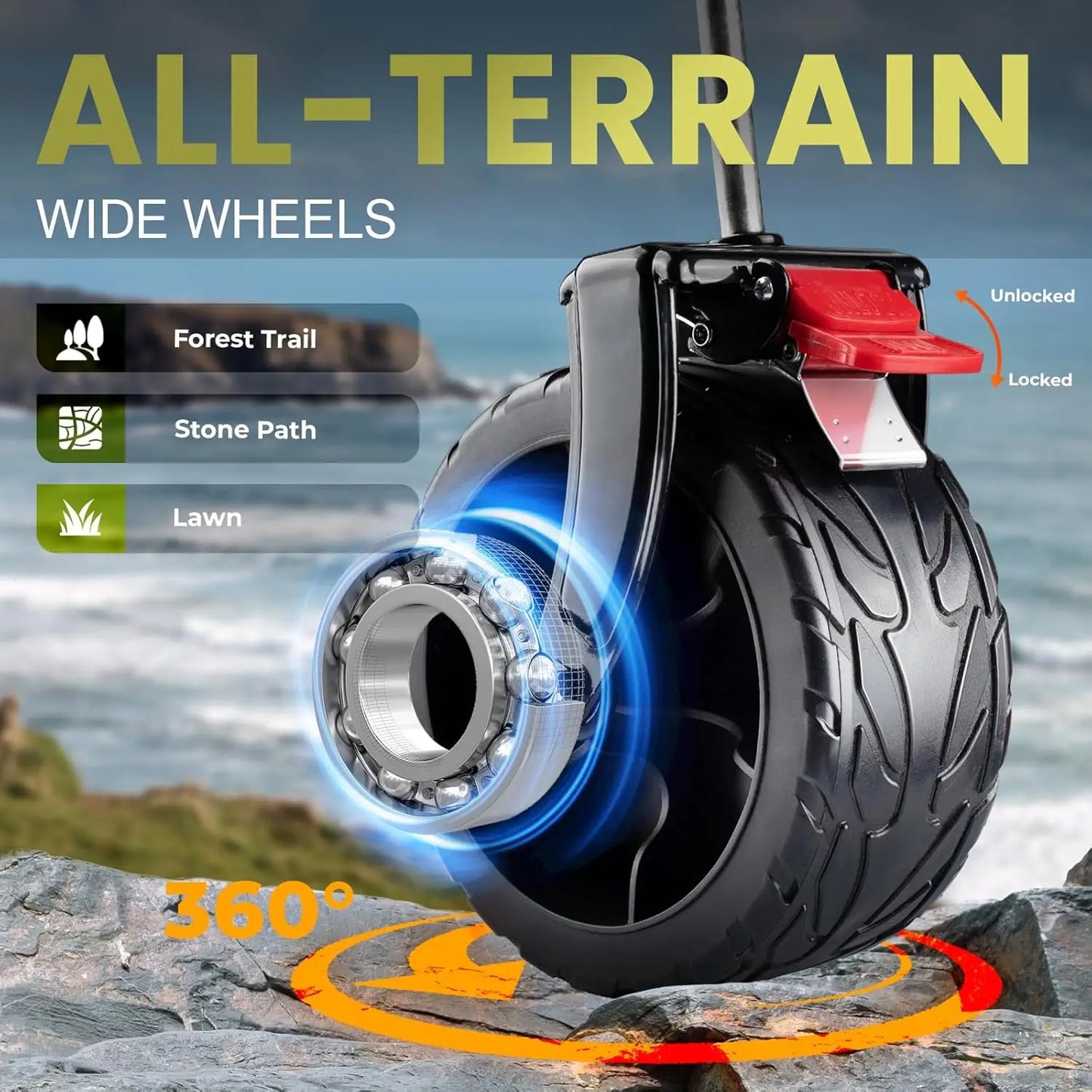 400L Foldable Double Decker Wagon All Terrain Collapsible Cart with Big Wheels