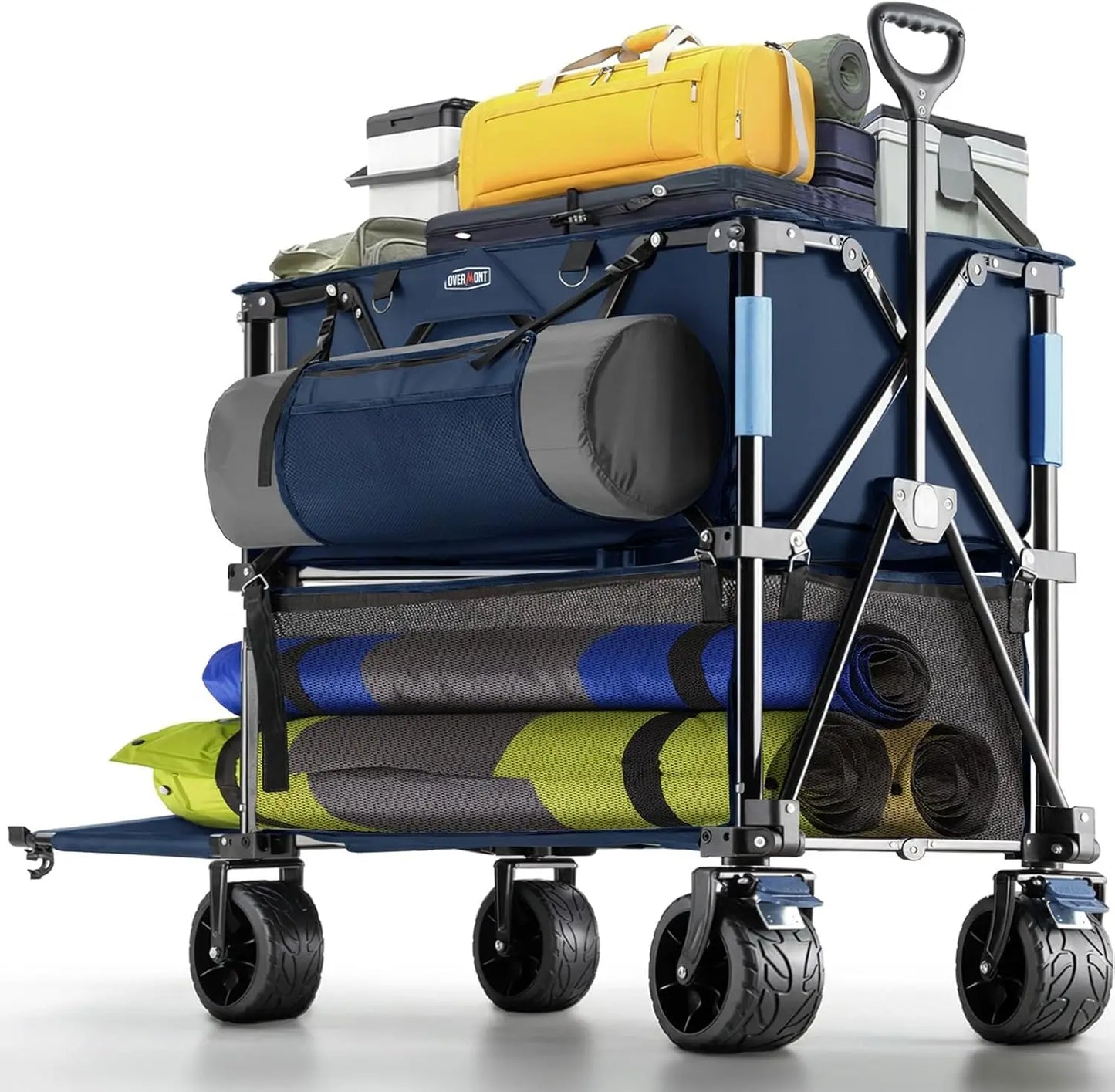 400L Foldable Double Decker Wagon All Terrain Collapsible Cart with Big Wheels