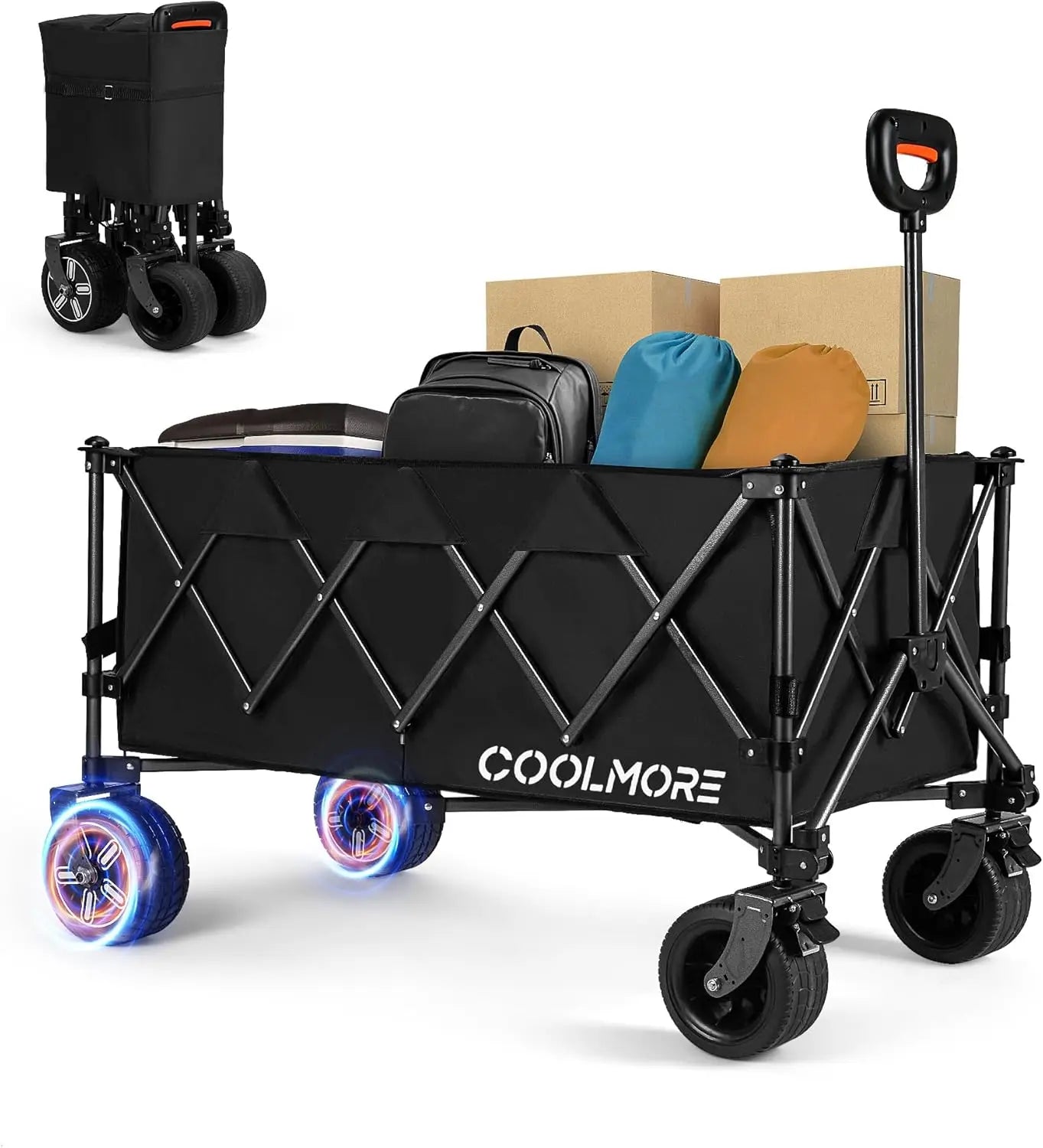 Electric Collapsible Utility Wagon 330lbs Capacity Portable Garden Beach Cart
