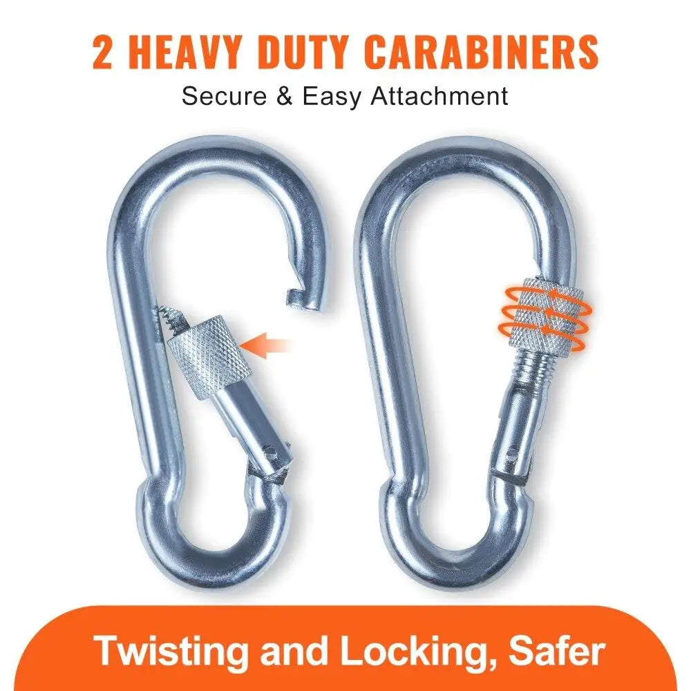 64ft Static Climbing Rope 26KN High Strength Safety Rope with Carabiners
