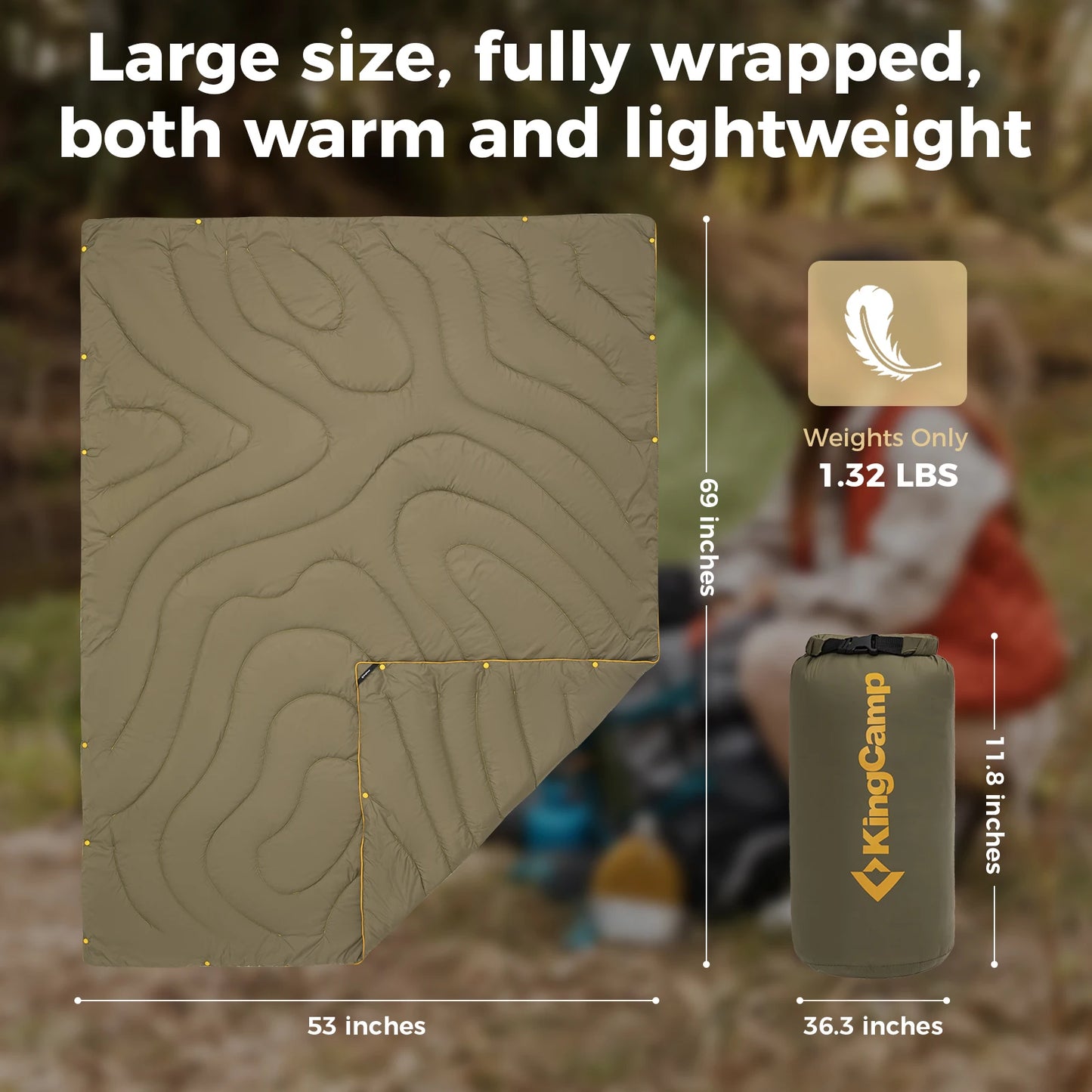 KingCamp Outdoor Lightweight Puffy Blanket for Cold Weather Camping and Backpacking