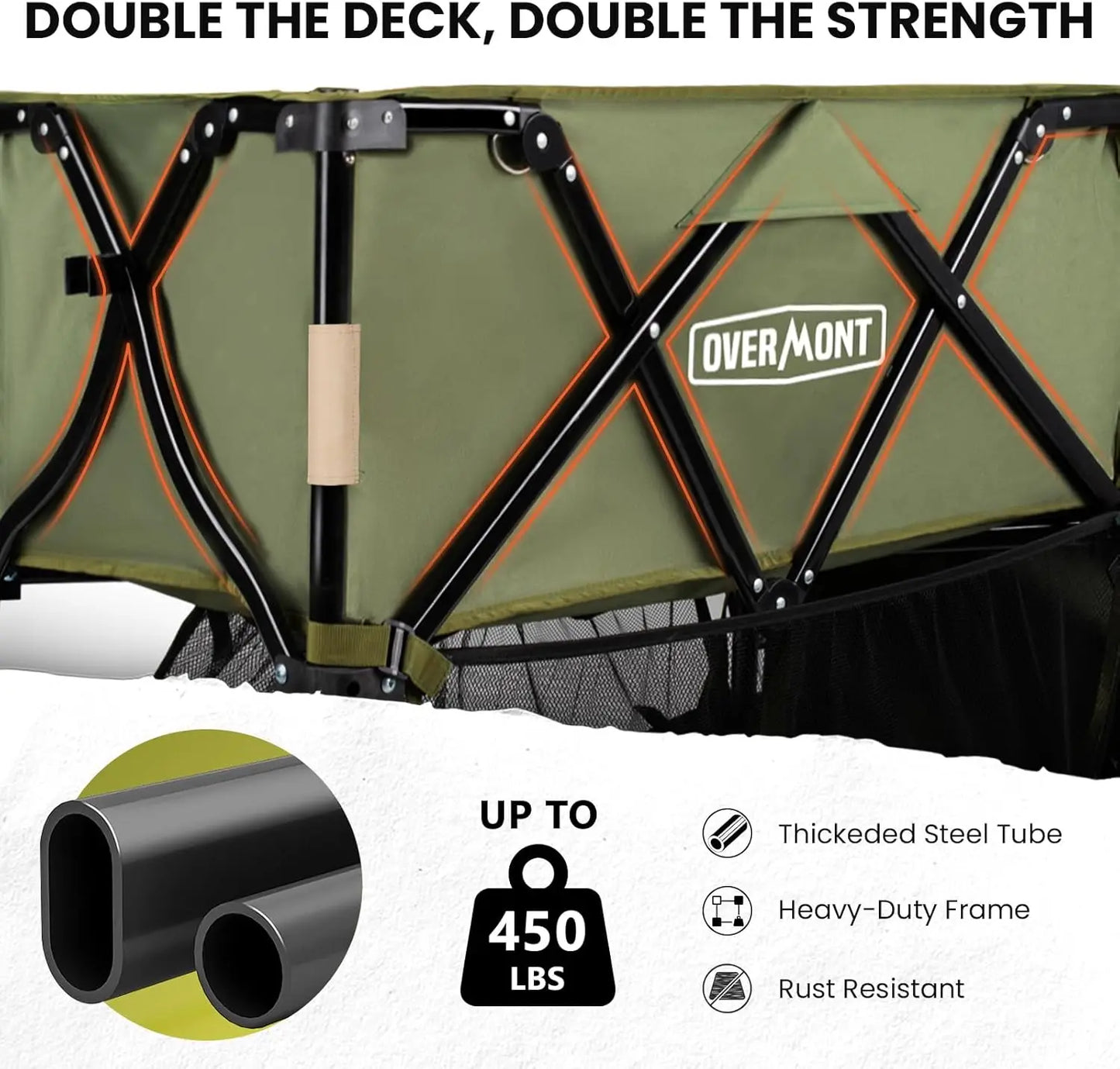 400L Foldable Double Decker Wagon All Terrain Collapsible Cart with Big Wheels