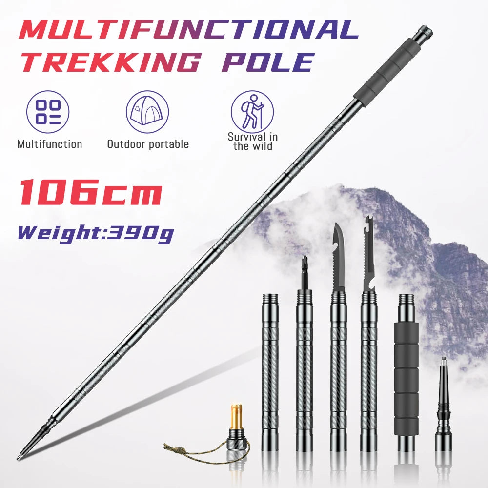 Lightweight Multifunction Trekking Poles Collapsible Hiking Sticks for Mountaineering