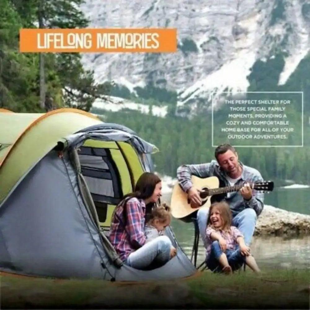 4-Person Easy Pop Up Camping Tent with 2 Doors and UPF50 Waterproof Features