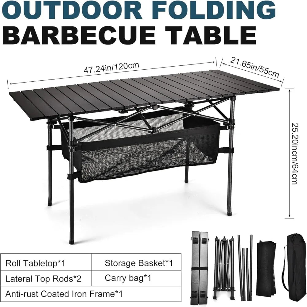 Folding Portable Aluminum Picnic Table with Carrying Bag for Outdoor Use