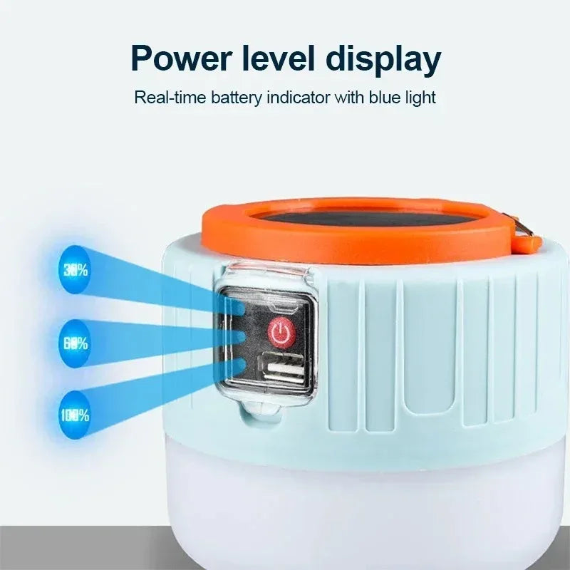 Solar Camping Light with Remote Control IPX5 Waterproof LED Lantern Power Bank