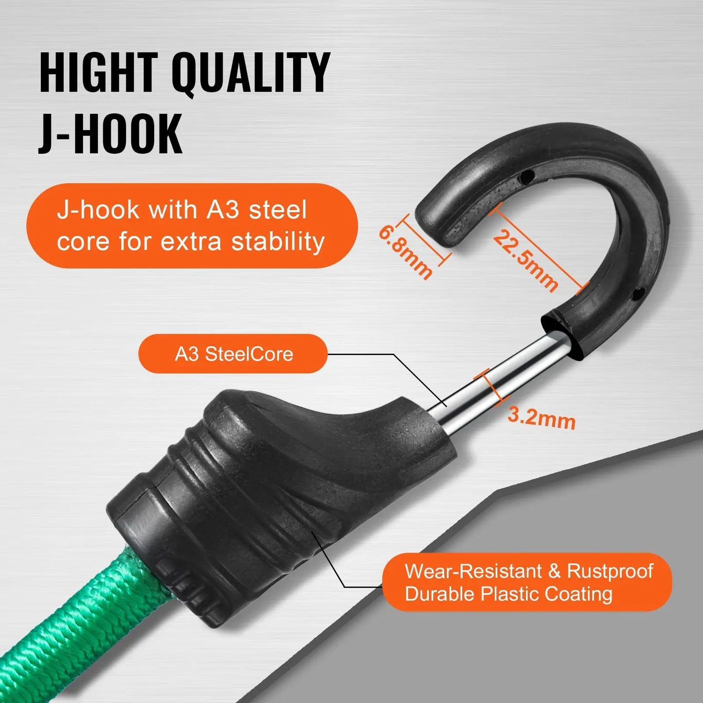 32 Piece Heavy Duty Bungee Cords Set with A3 Steel Hooks for Secure Storage