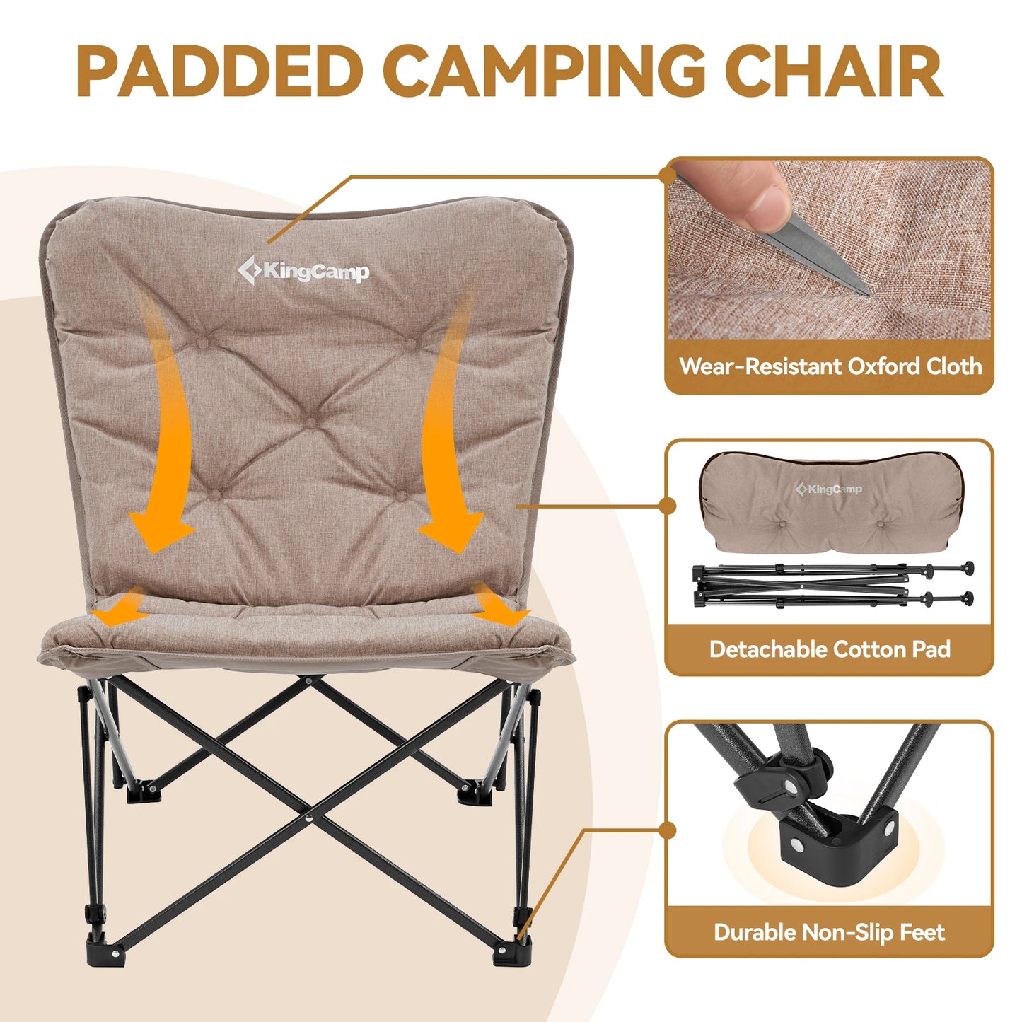 KingCamp Comfortable Butterfly Chair Portable Foldable with Upholstered Seat