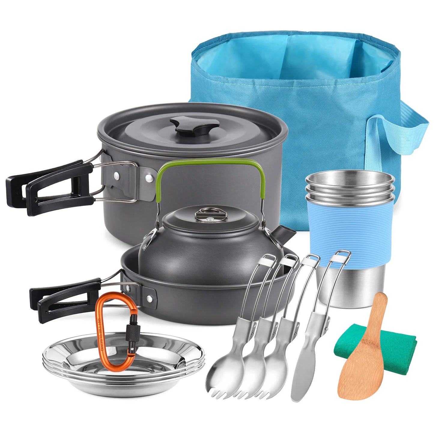 Tomshoo Portable Aluminum Camping Pot Set for Outdoor Cooking and Backpacking