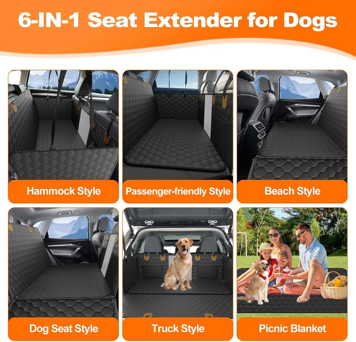 Waterproof Foldable Dog Car Seat Hammock for Pet Travel Safety and Comfort