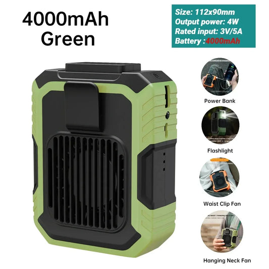 Portable Mini Leafless Waist Fan USB Rechargeable with 3 Speed Settings