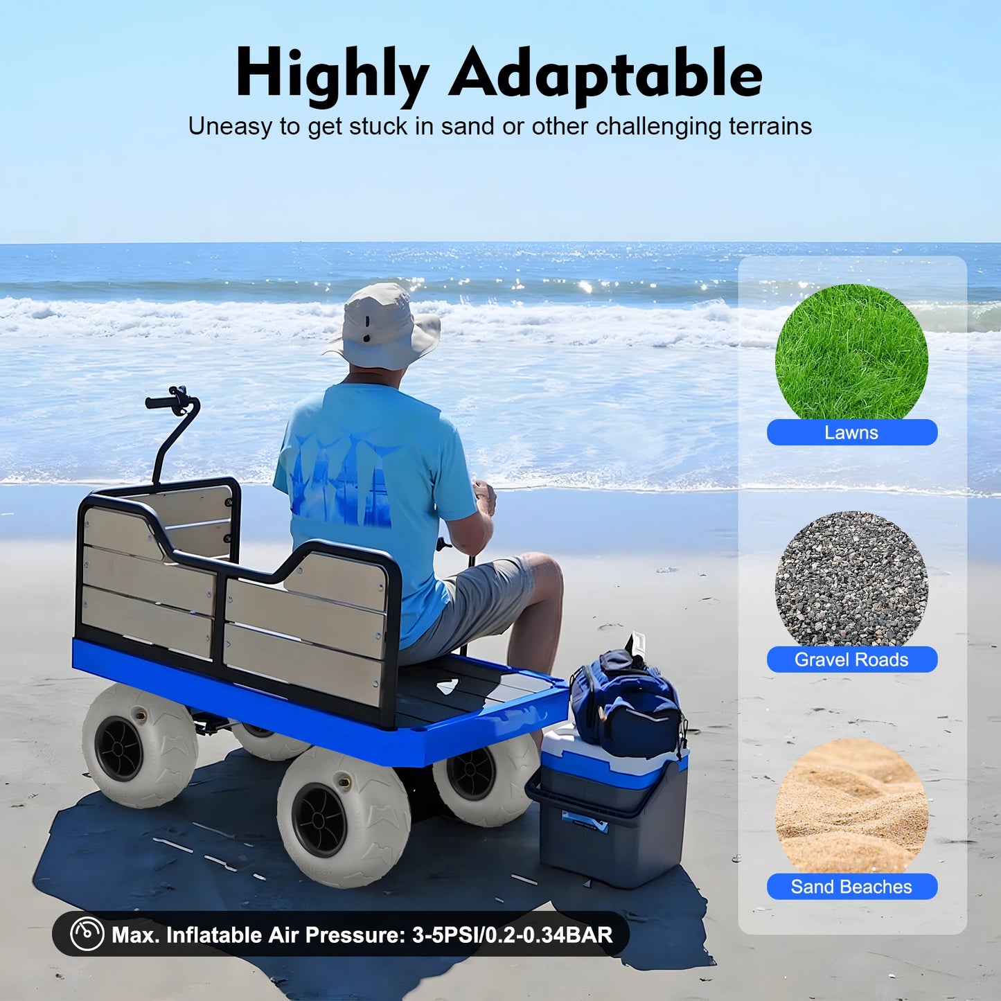 9 Inch Inflatable Beach Cart Wheels Replacement Tire for Sand and Uneven Terrain