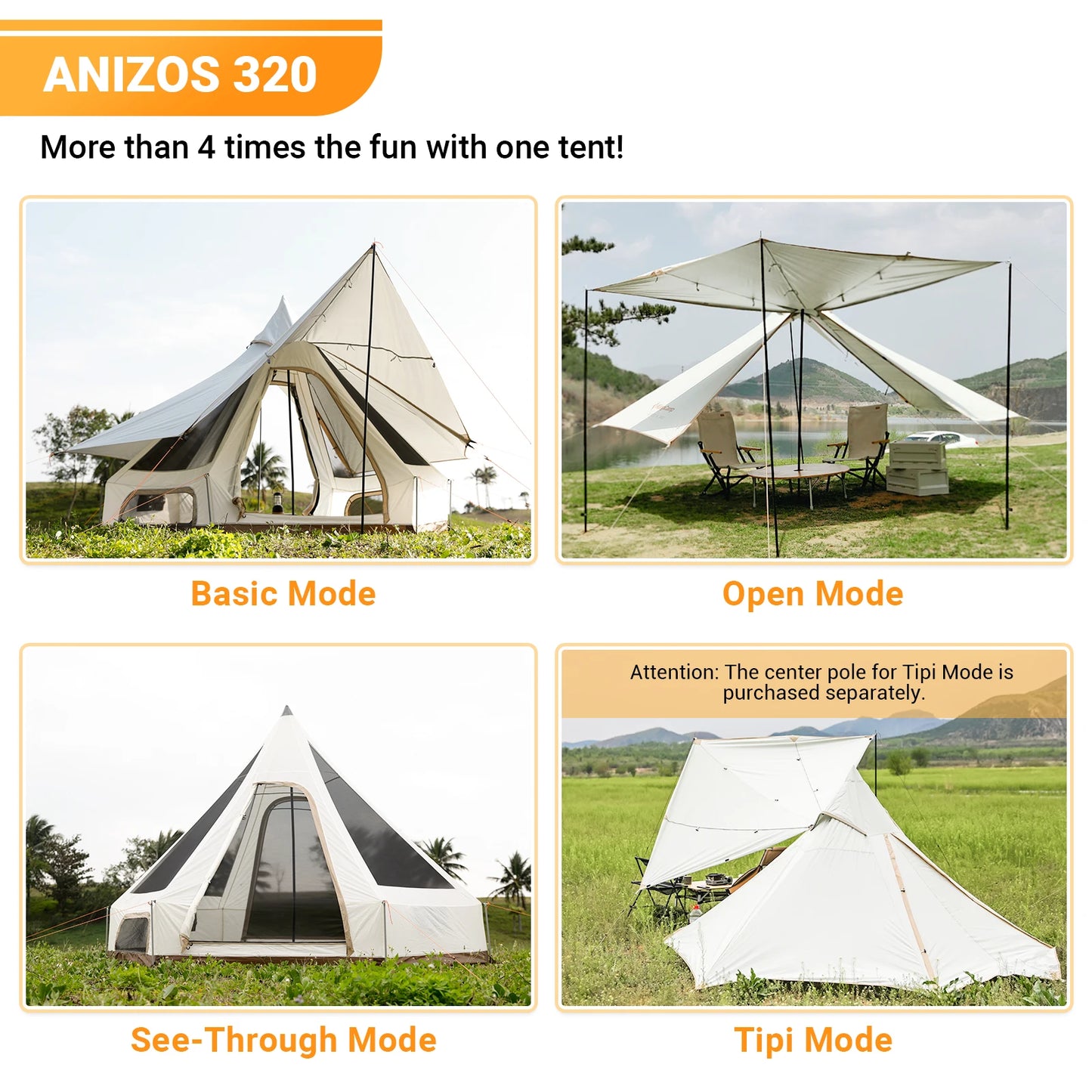 KingCamp Family Cabin Tent for Camping and Outdoor Activities, Sleeps 3-4 People