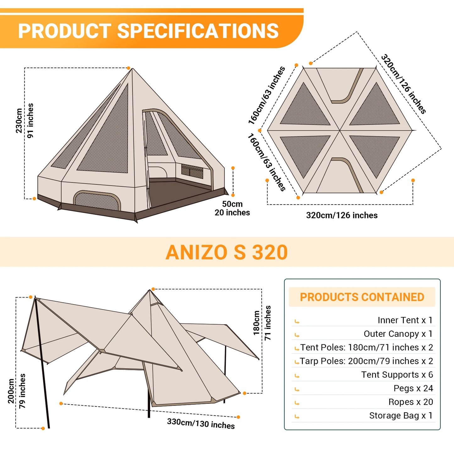 KingCamp Family Cabin Tent for Camping and Outdoor Activities, Sleeps 3-4 People