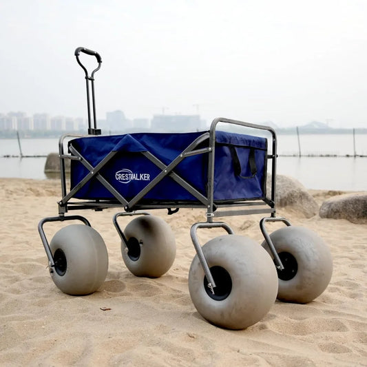 Beach Wagon with Big Wheels Folding Trolley Cart for Smooth Sand Transport