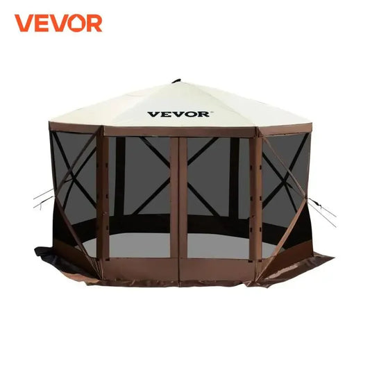 VEVOR Pop-Up Camping Gazebo 12x12 10x10 Six Sided Canopy Shelter for Outdoors