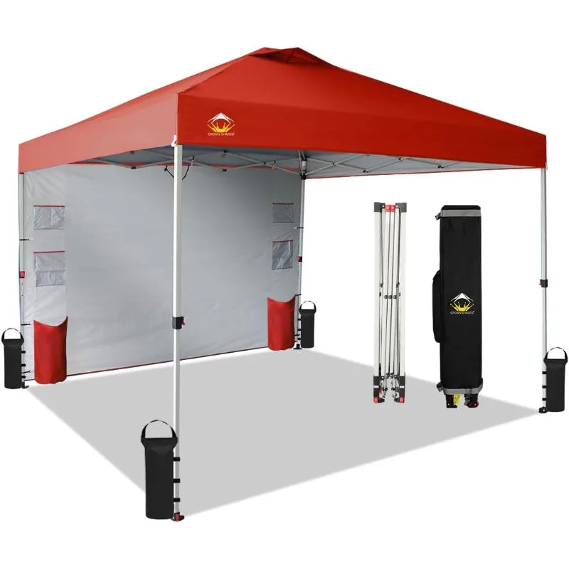 Crown Shades 10x10 Pop Up Canopy Tent Red Easy Setup Portable Outdoor Shelter