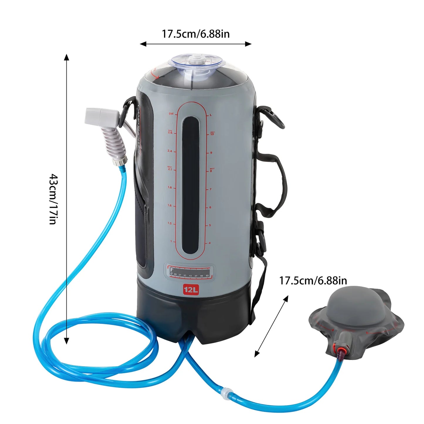 3 Gallon Portable Camping Shower with Air Pump for Outdoor Adventures