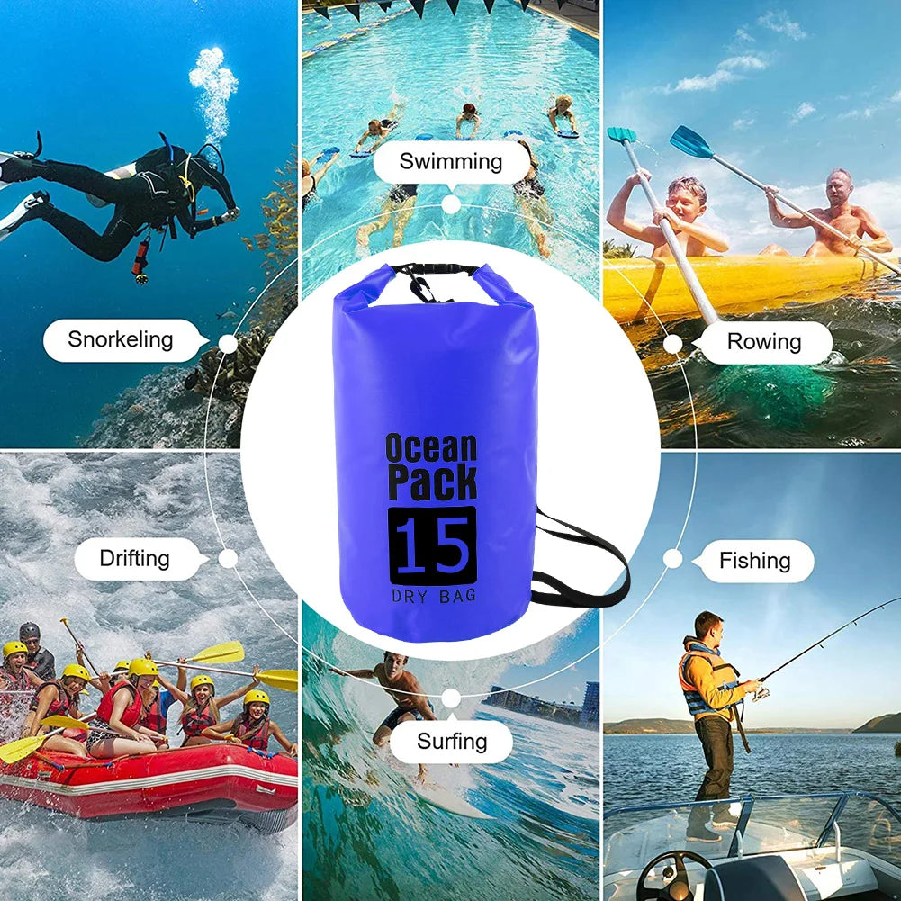 15L Waterproof Dry Bag Outdoor Floating Backpack for Trekking and Beach Use
