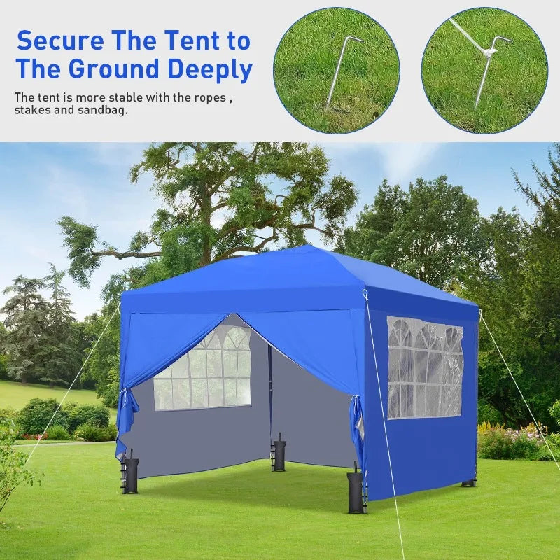 GDY 10x10ft Pop Up Canopy Tent with Sidewalls for Events and Beach Use