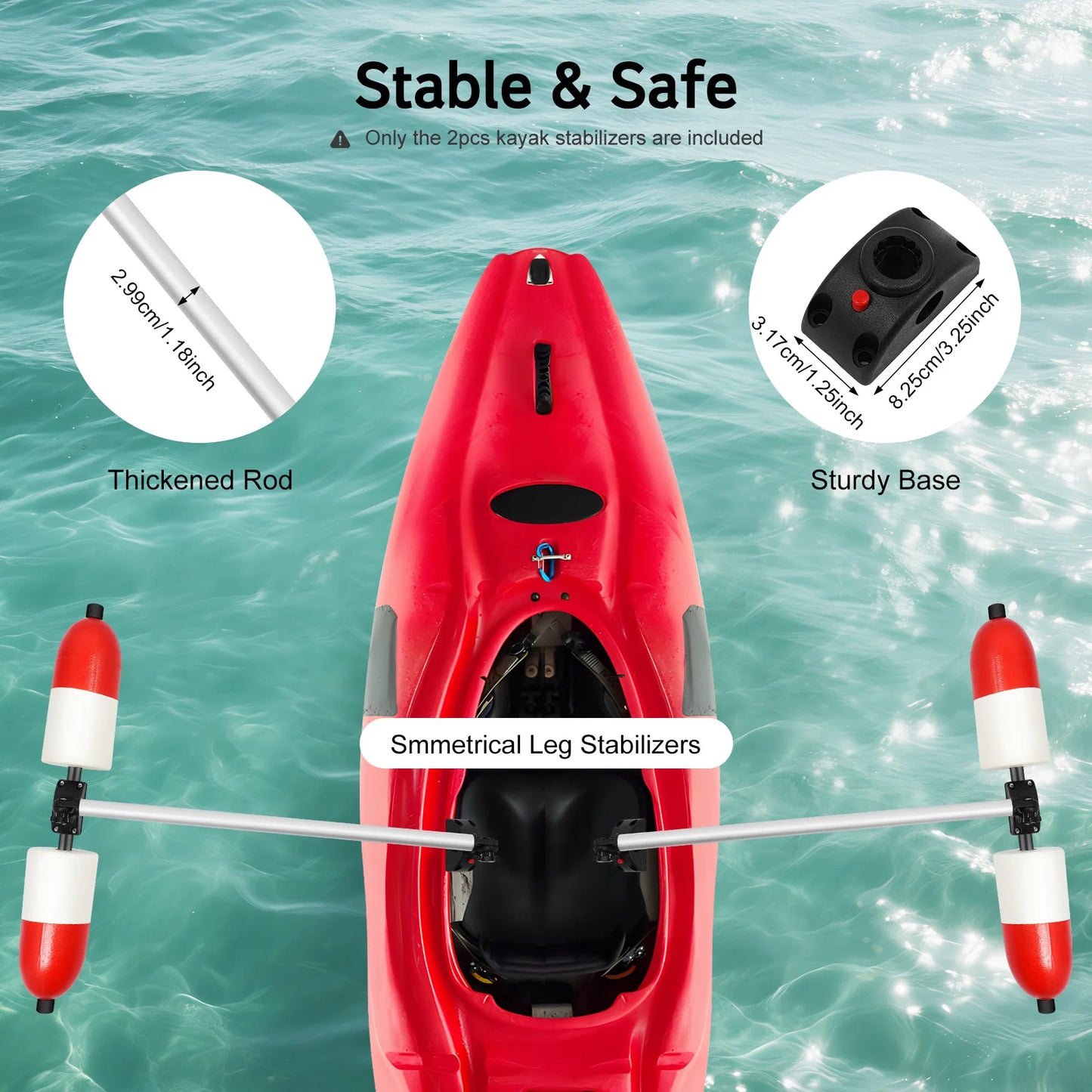 Kayak Outrigger Stabilizer System Easy Install for Fishing Canoe Stability