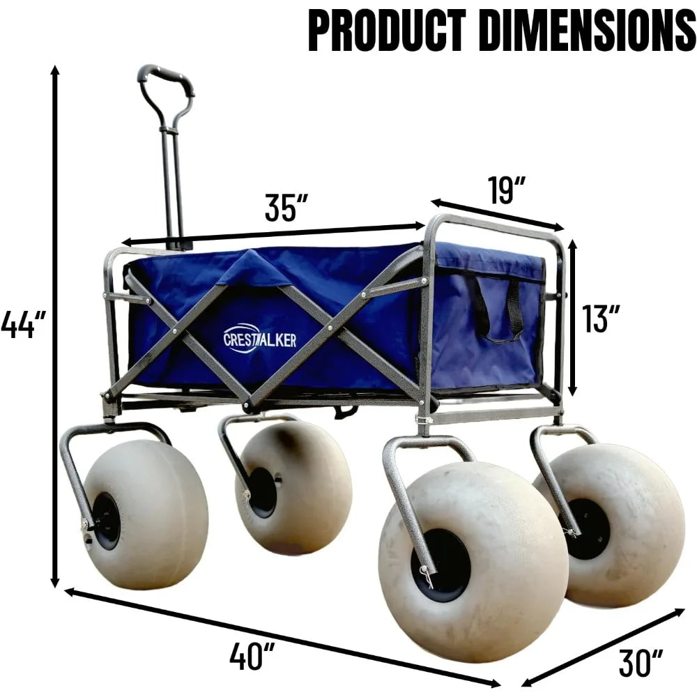 Beach Wagon with Big Wheels Folding Trolley Cart for Smooth Sand Transport