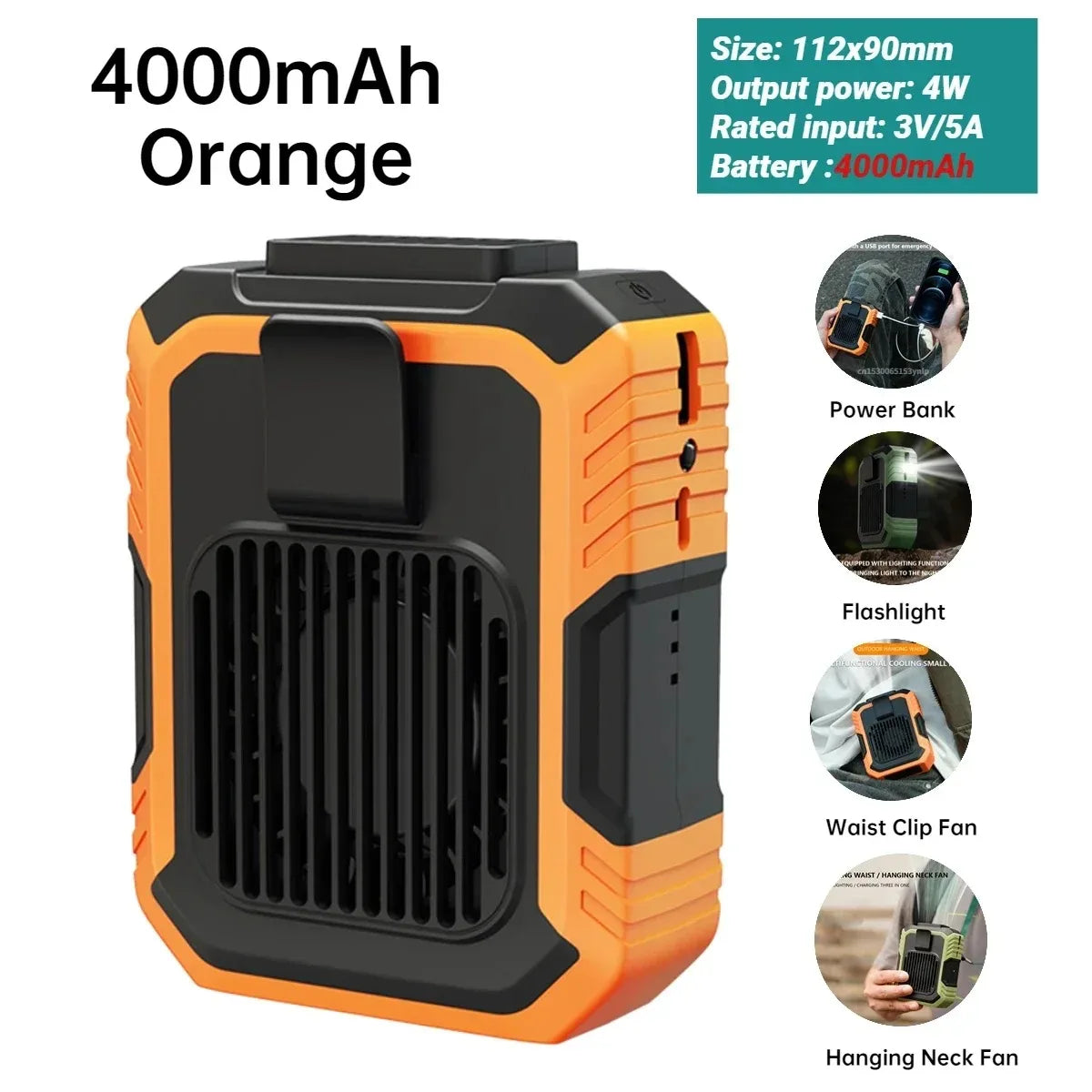 Portable Mini Leafless Waist Fan USB Rechargeable with 3 Speed Settings