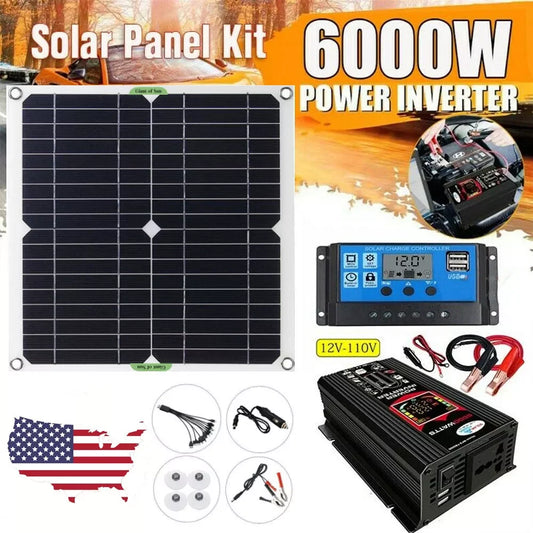 6000W Inverter Solar Panel Kit with 12V Charger and 100A Controller