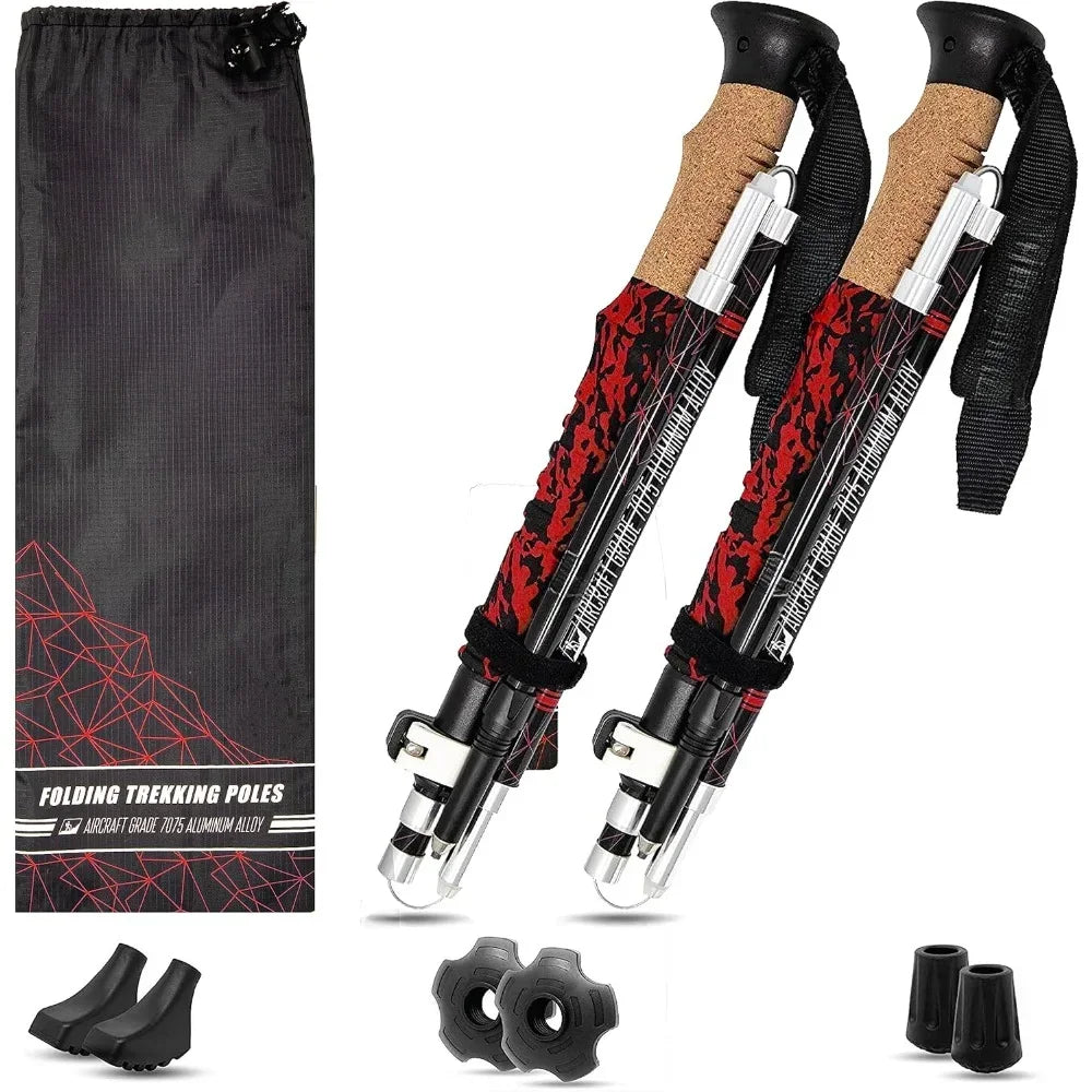 Lightweight Collapsible Trekking Poles with Cork Grip for Hiking and Backpacking