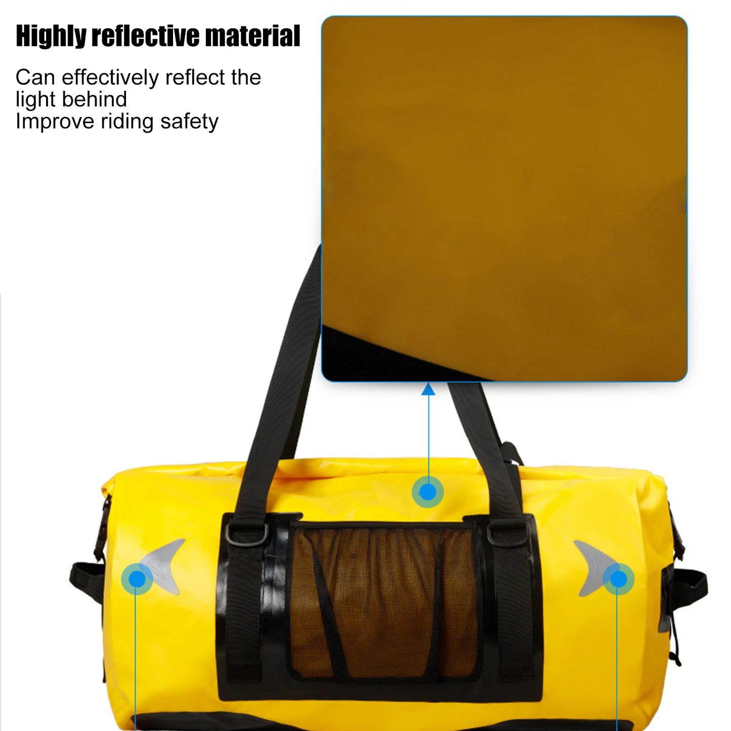 65L Waterproof Mesh Cloth Motorcycle Rear Seat Bag for Large Capacity Storage