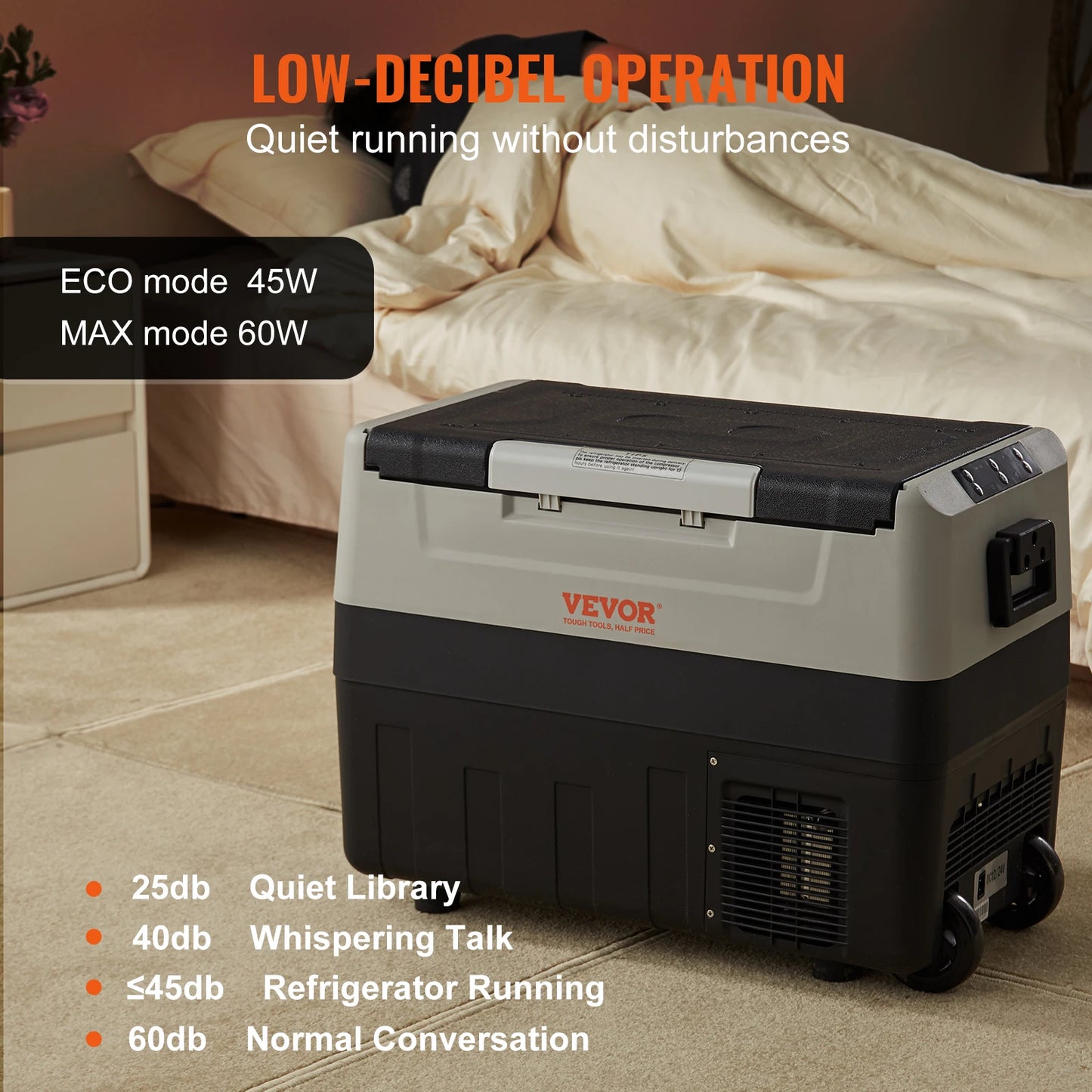 VEVOR Portable Car Refrigerator 35L 45L 55L With Wheels For Camping And Travel