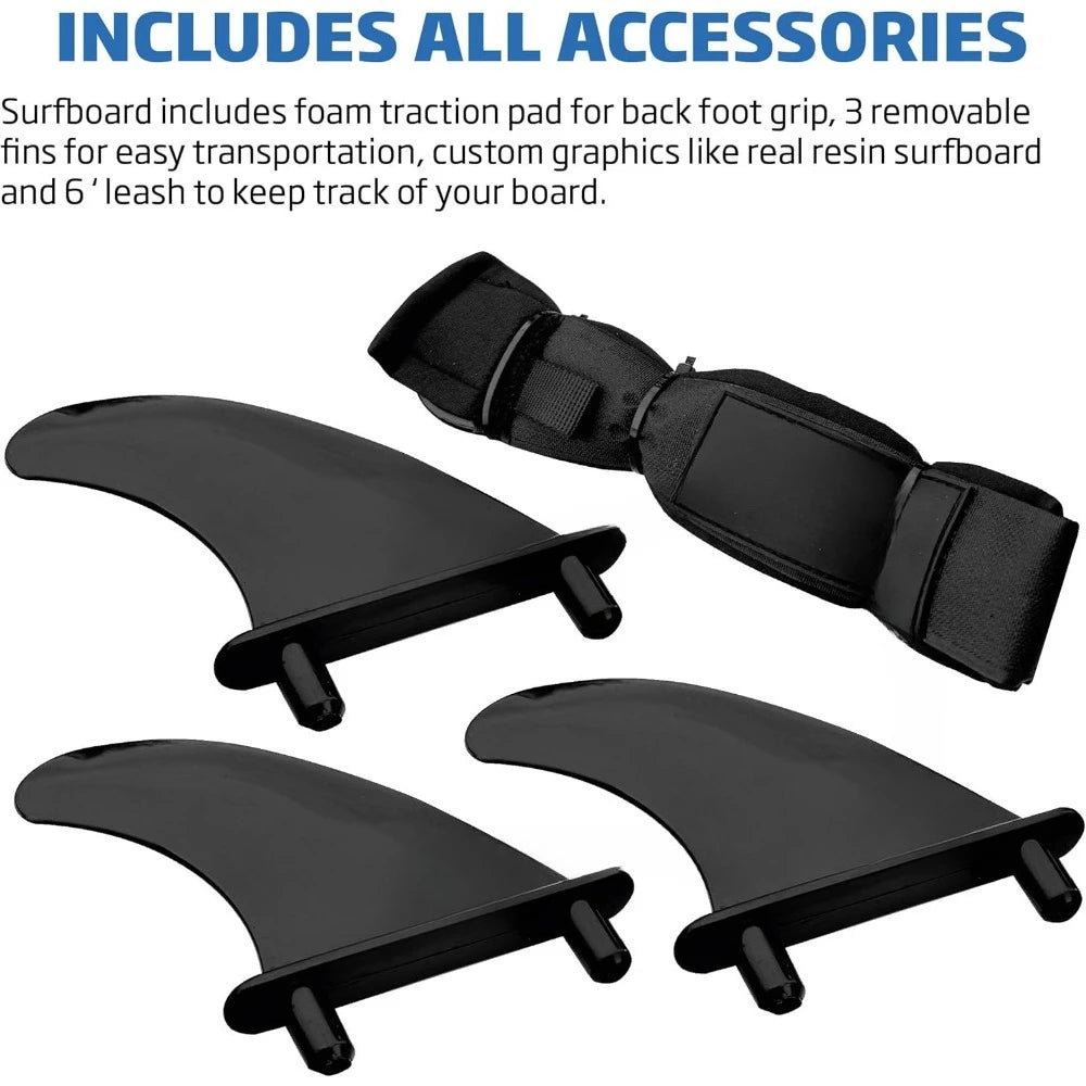 7 Foot Flowboard Surfboard Softboard Foam with Fins Leash and Traction Pad