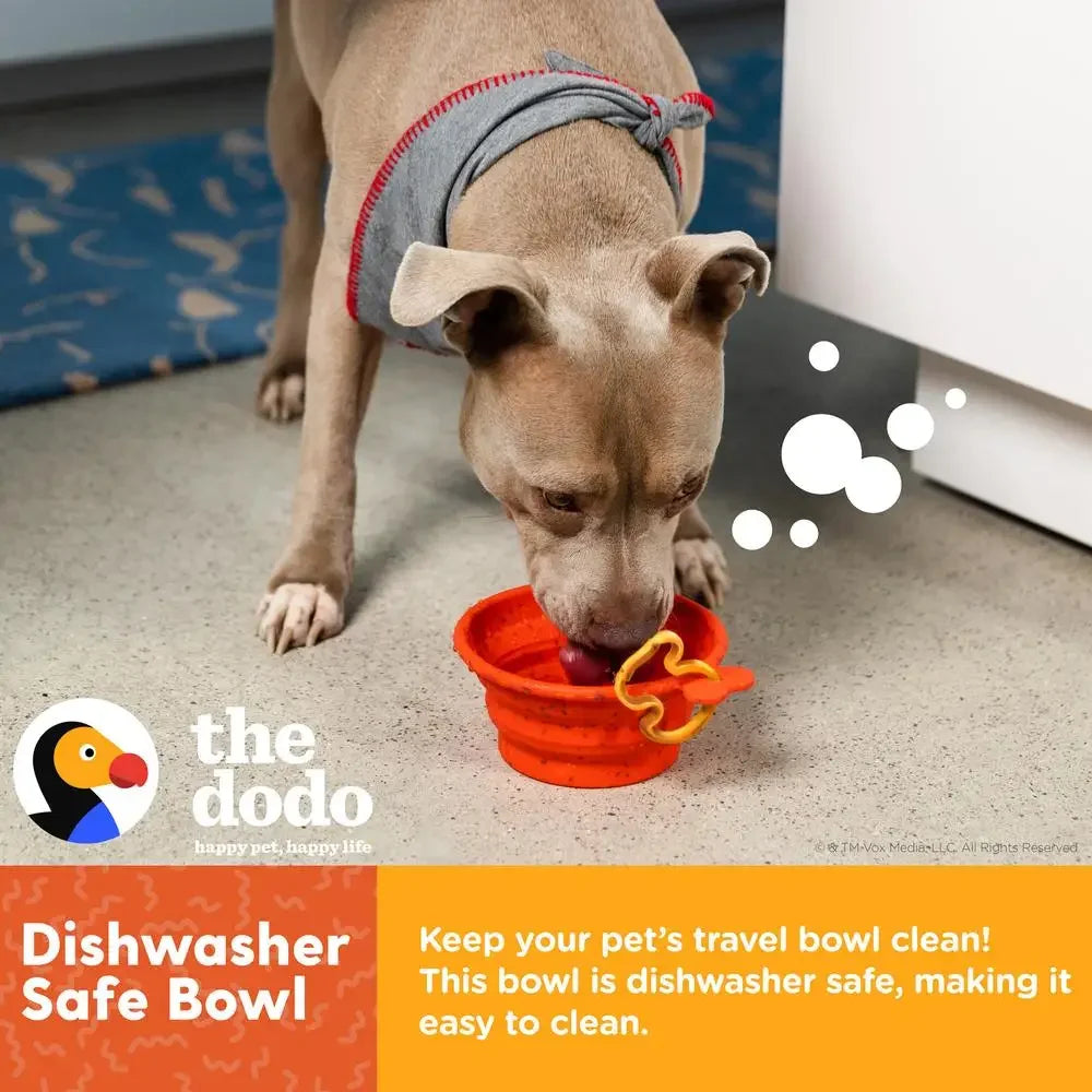 Collapsible Red Silicone Dog Bowl with Clip Portable Travel Pet Dish