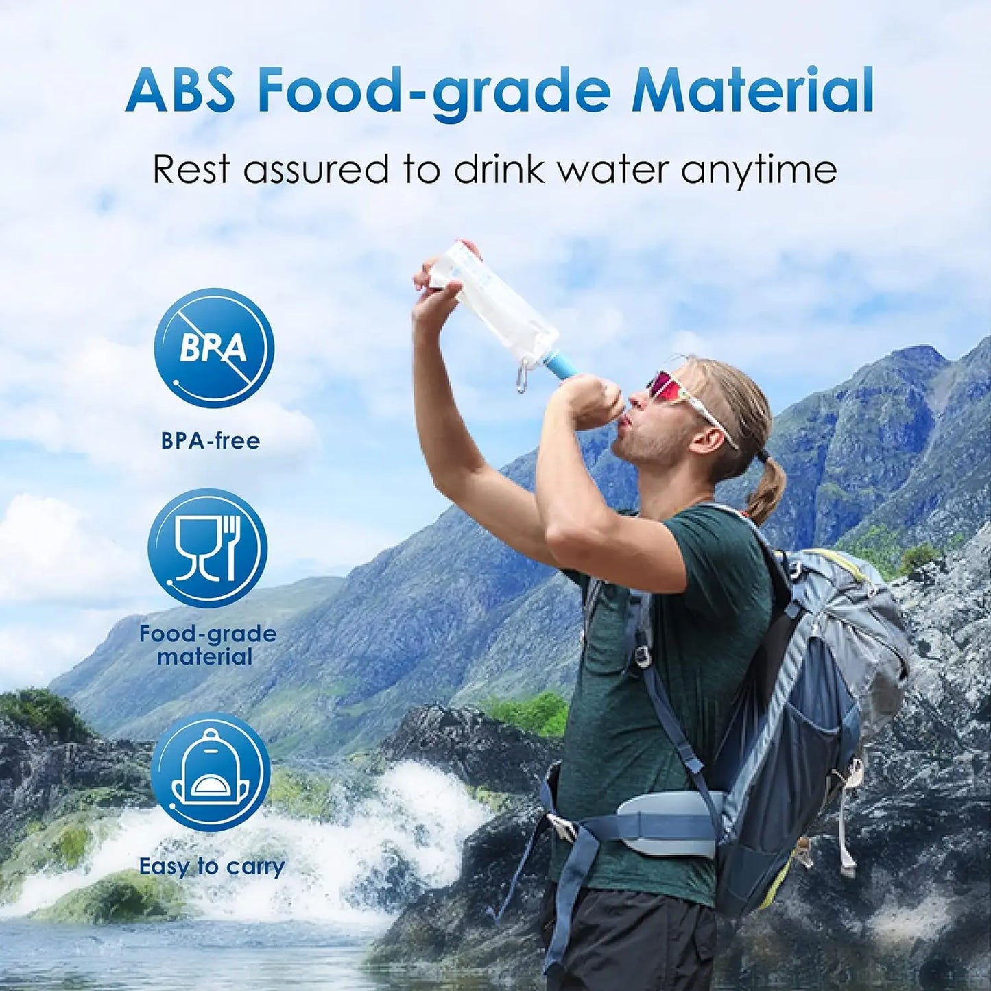 Waterdrop Water Filter Straw 3 Pack Portable Purifier for Camping and Travel