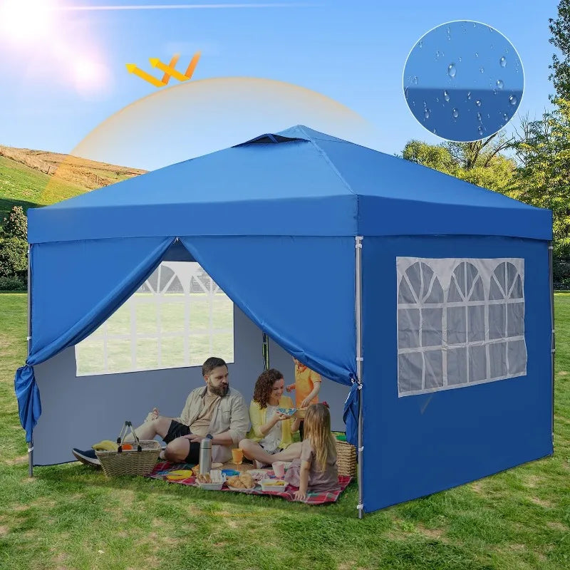 GDY 10x10ft Pop Up Canopy Tent with Sidewalls for Events and Beach Use