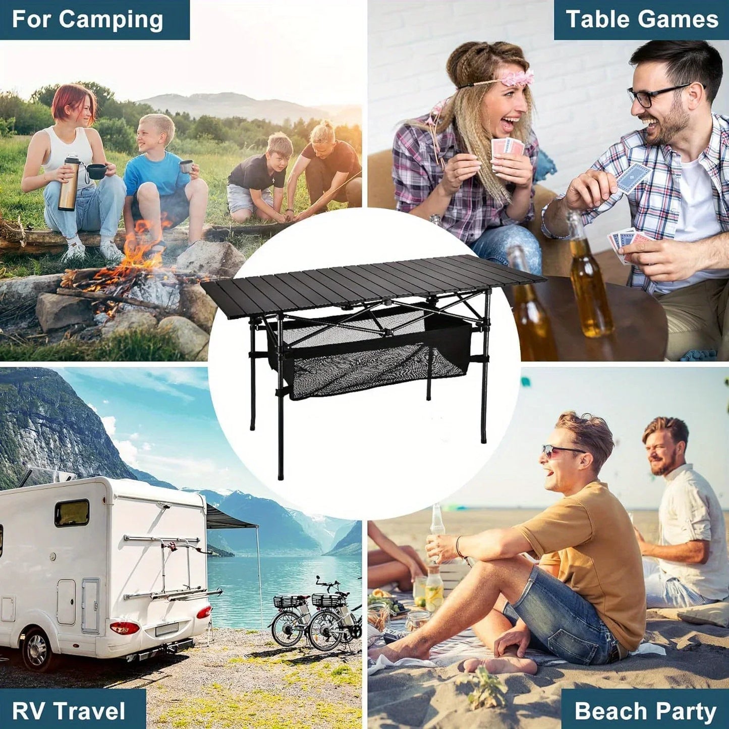 Lightweight Folding Aluminum Camping Table with Carry Bag for Indoor and Outdoor Use