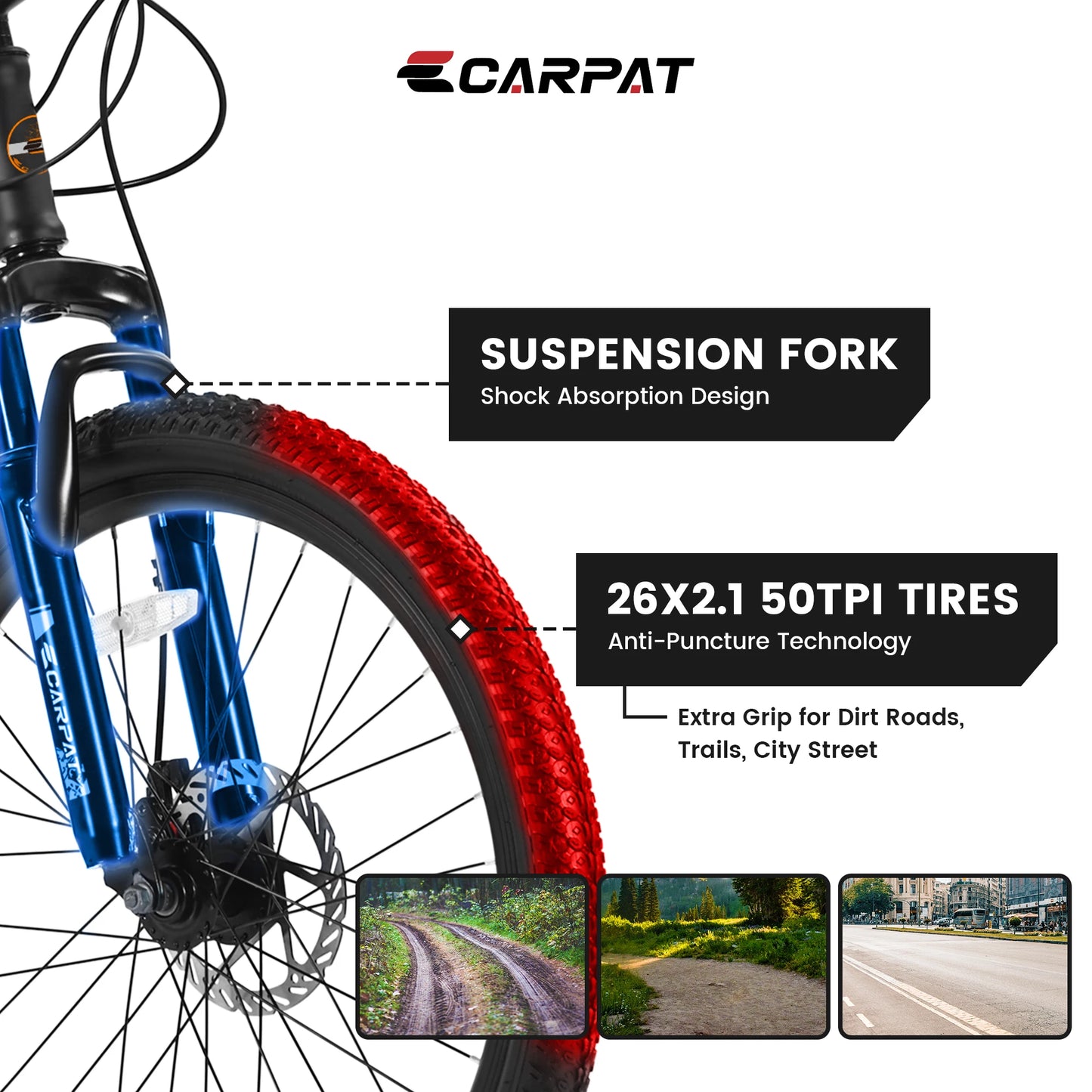 26 Inch Mountain Bike with Shimano 21 Speeds and Mechanical Disc Brakes