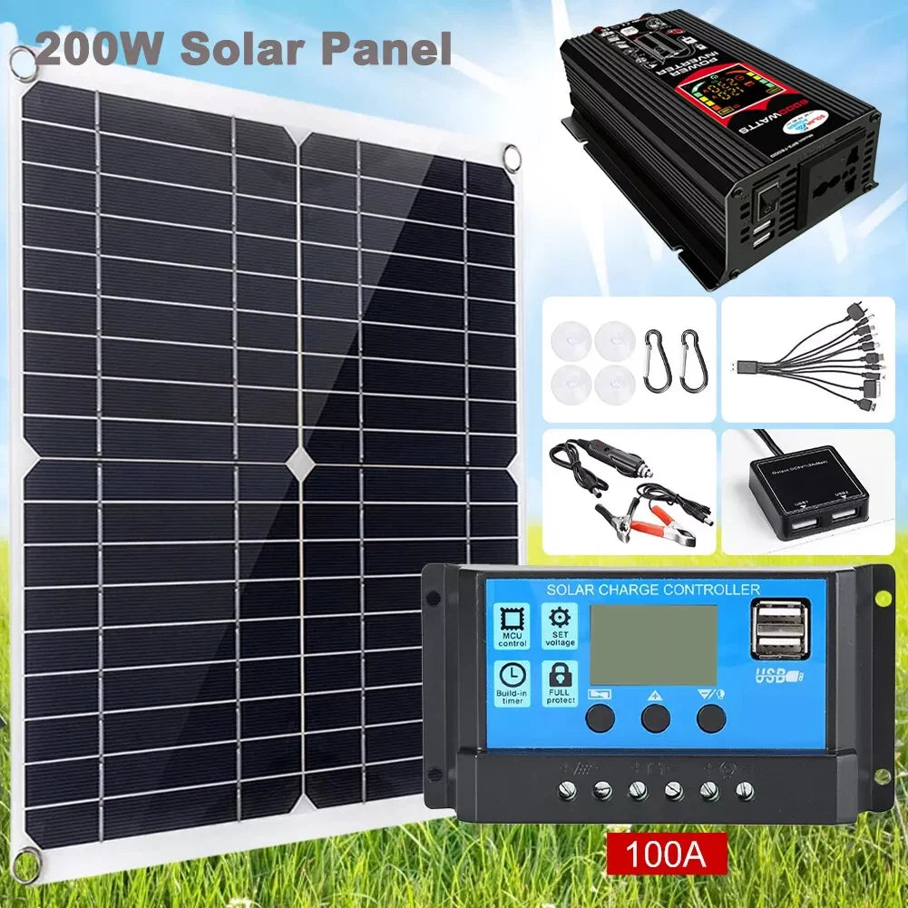 6000W Inverter Solar Panel Kit with 12V Charger and 100A Controller