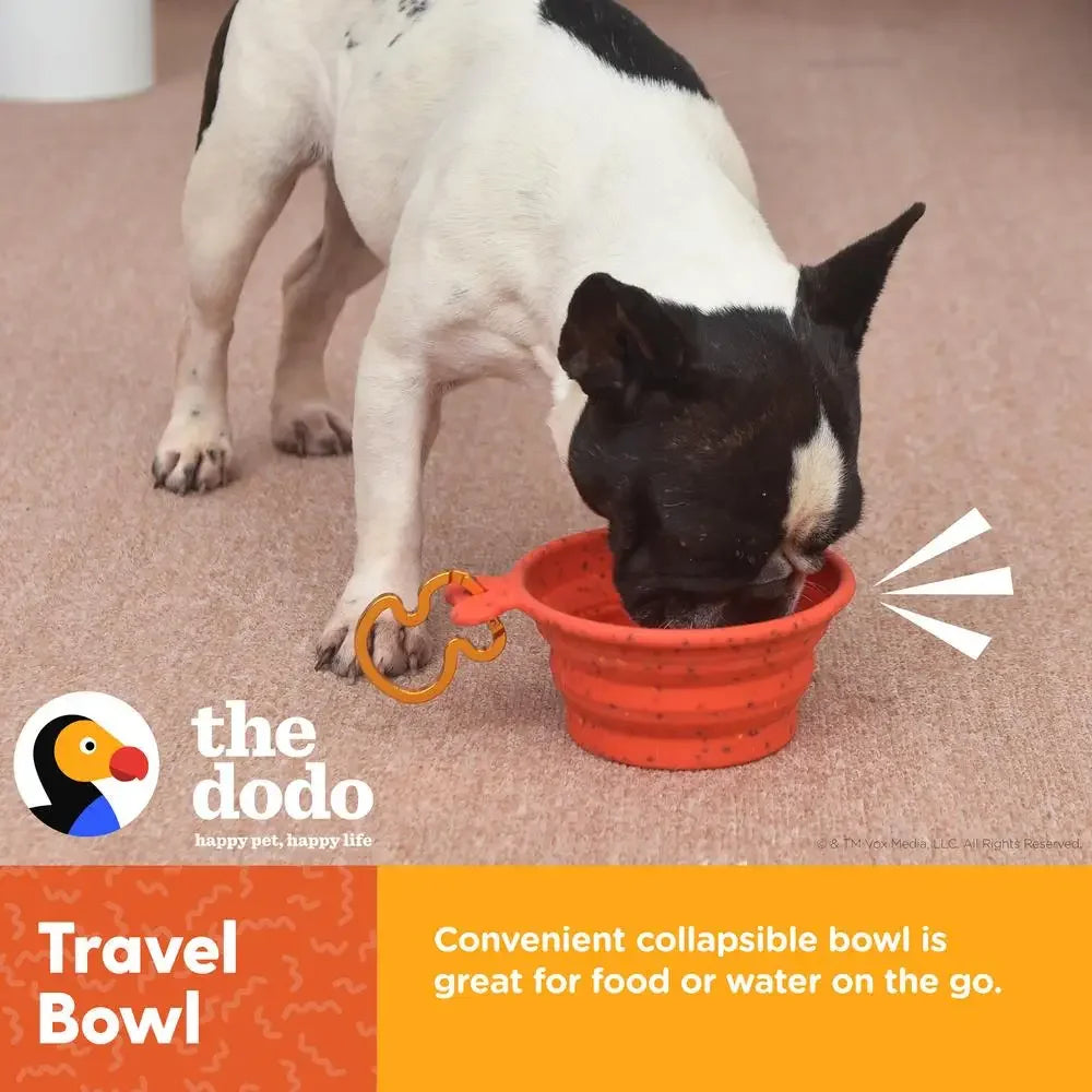 Collapsible Red Silicone Dog Bowl with Clip Portable Travel Pet Dish